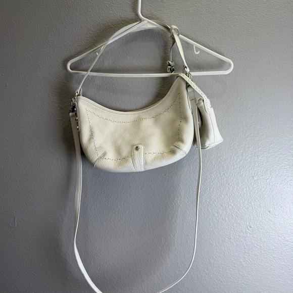 Brighton Bag Purse Leather Crossbody White Stitching with Mini bag - Picture 9 of 11